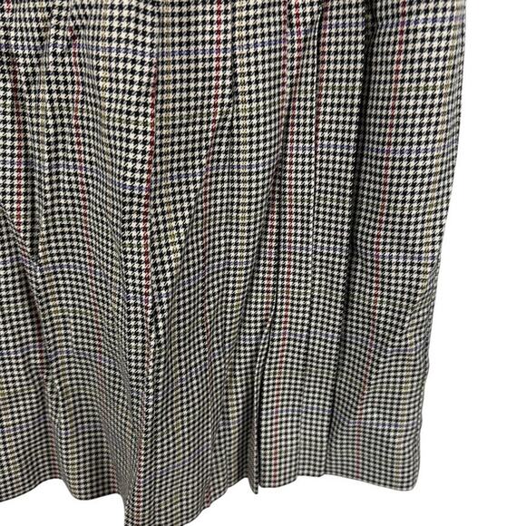 Susan Bristol Wool Blend Pleated Long Lined Houndstooth Skirt USA Made sz 12 - Picture 7 of 16